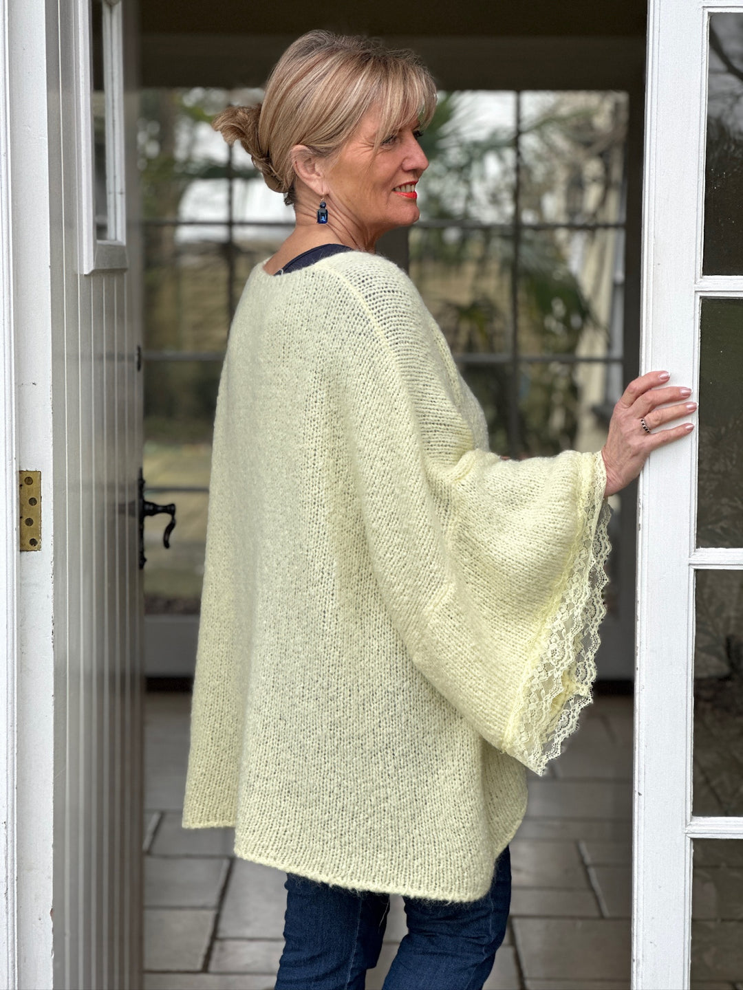 Lace Sleeve Knit Jumper | Lemon