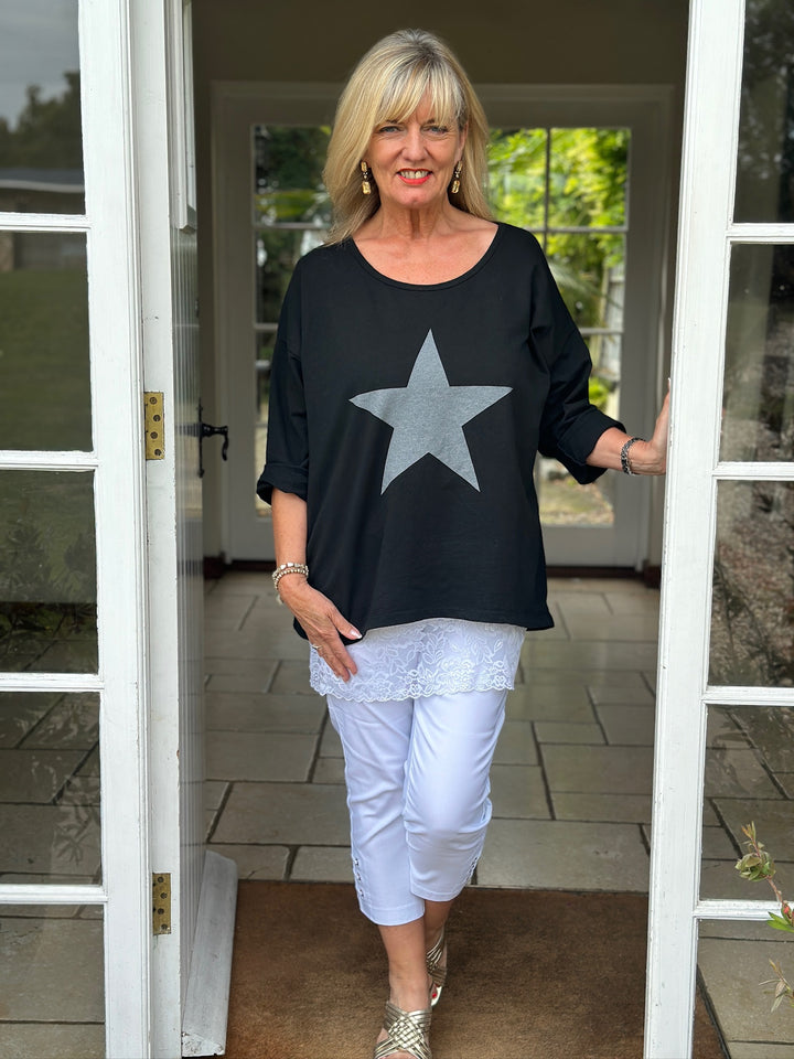 Cotton Star Lightweight Sweatshirt | Black
