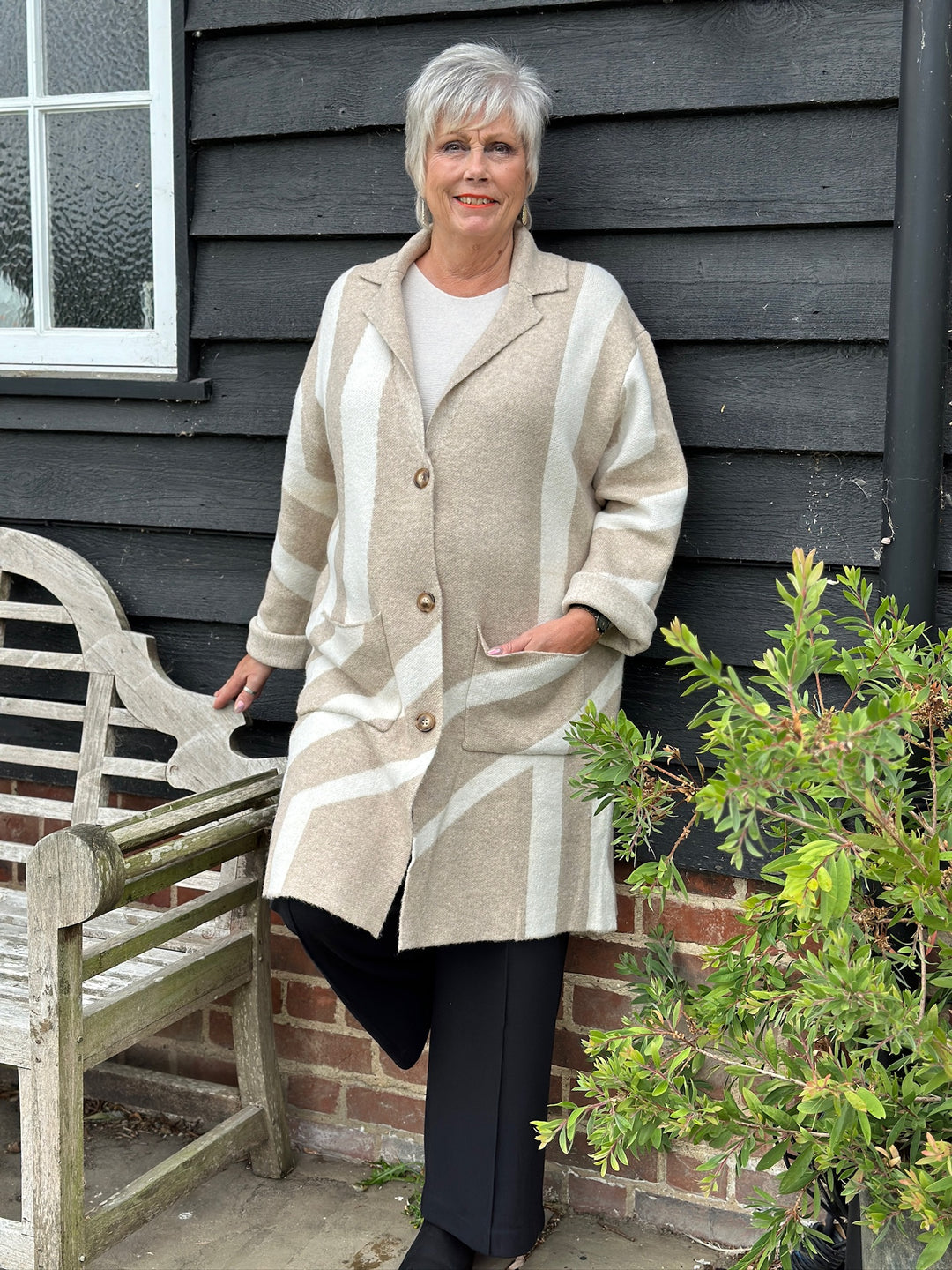 Geometric Jacquard Jacket | Oatmeal