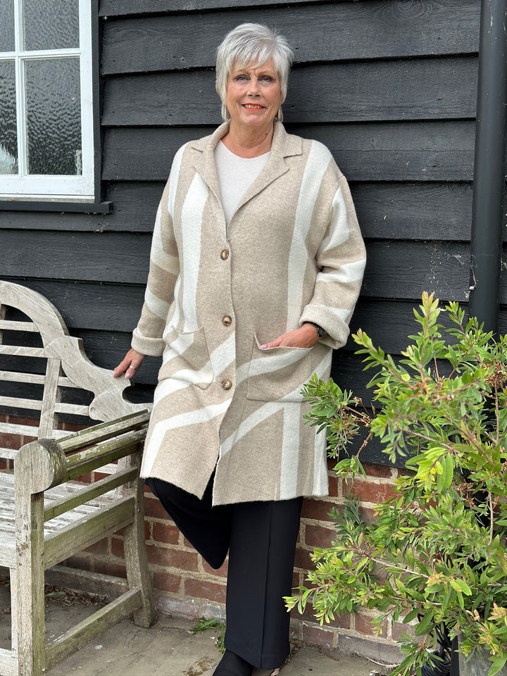 Geometric Jacquard Jacket | Oatmeal