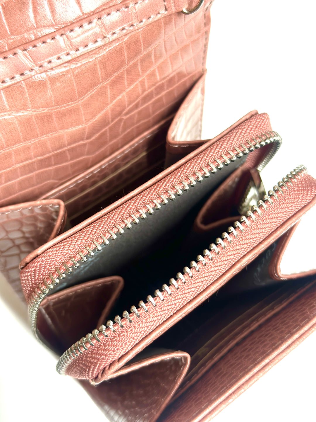 Red Cuckoo London Croc Print Purse Bag | Pink