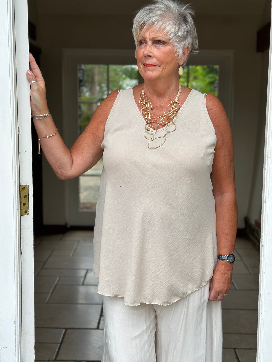 Swing Back Vest Top | Stone