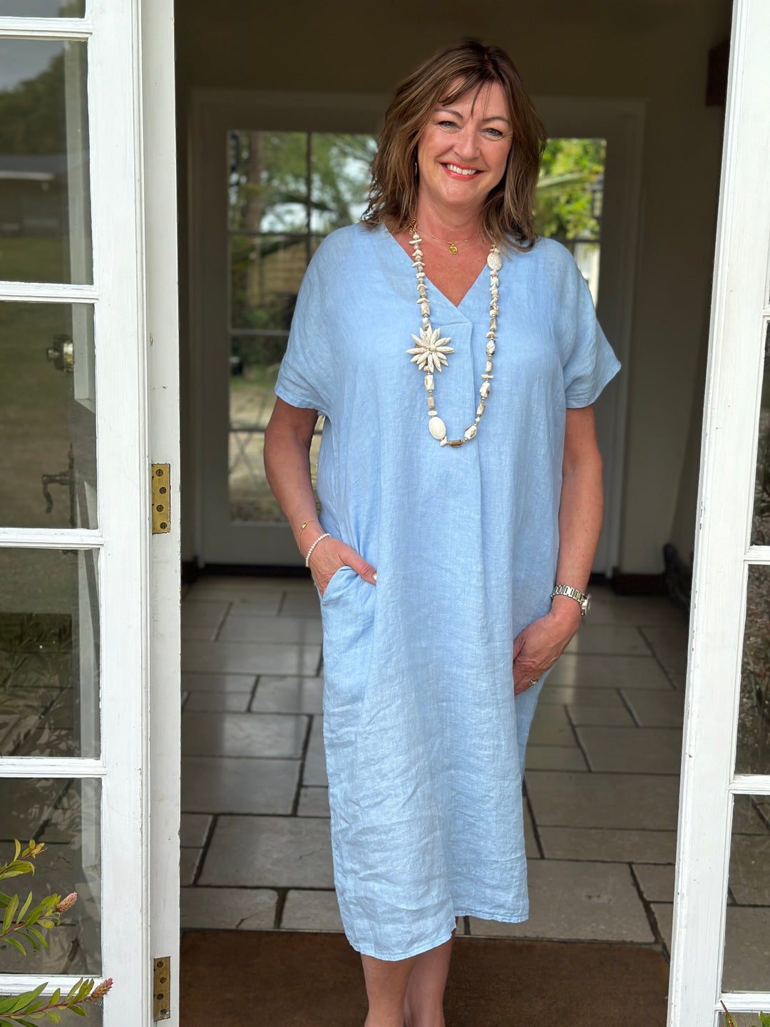 Linen Tunic Dress | Baby Blue