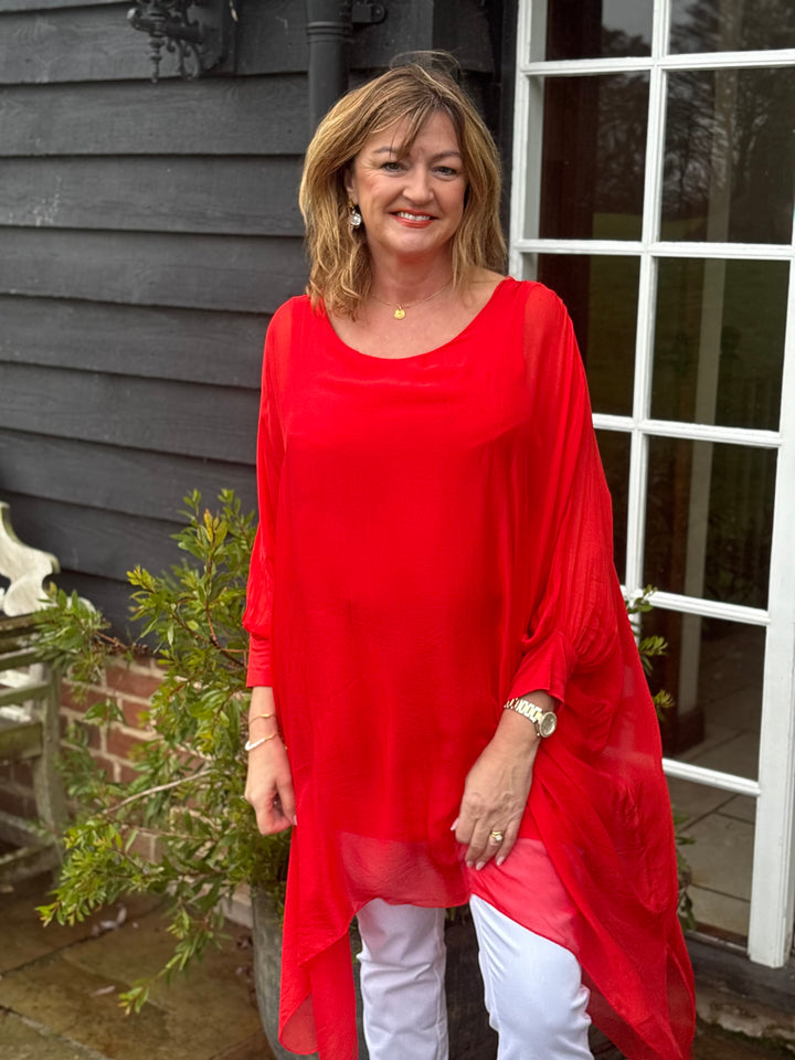 Bella Silk Blouse | Ruby Red