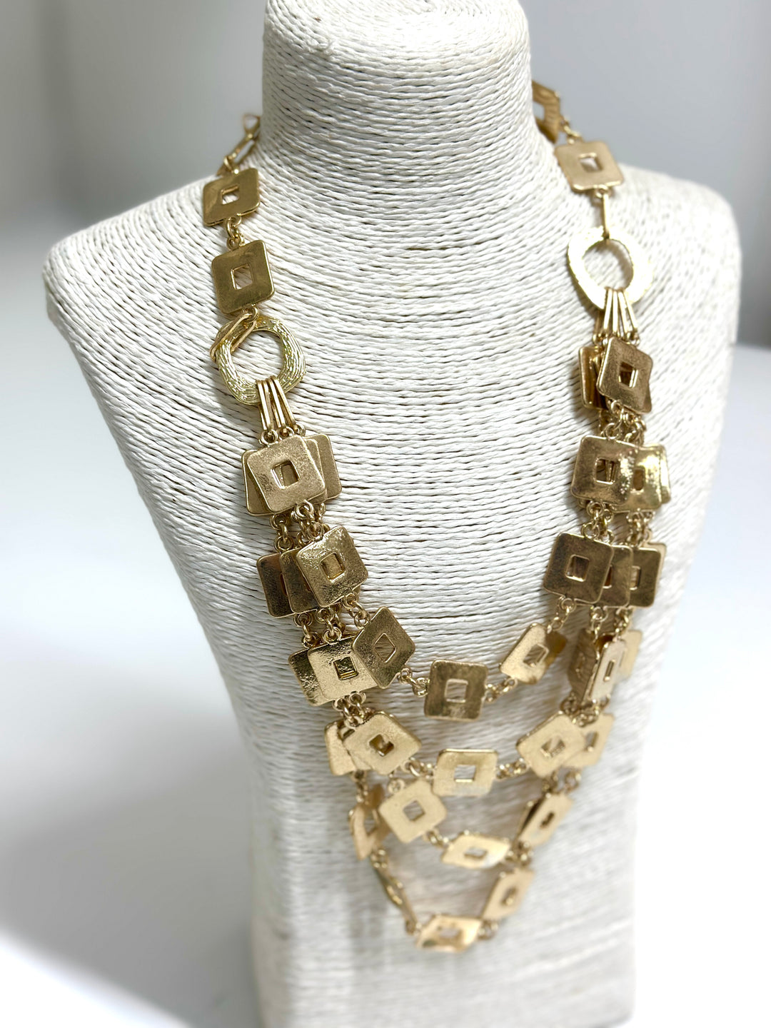 Mini Square Chain Necklace | Gold