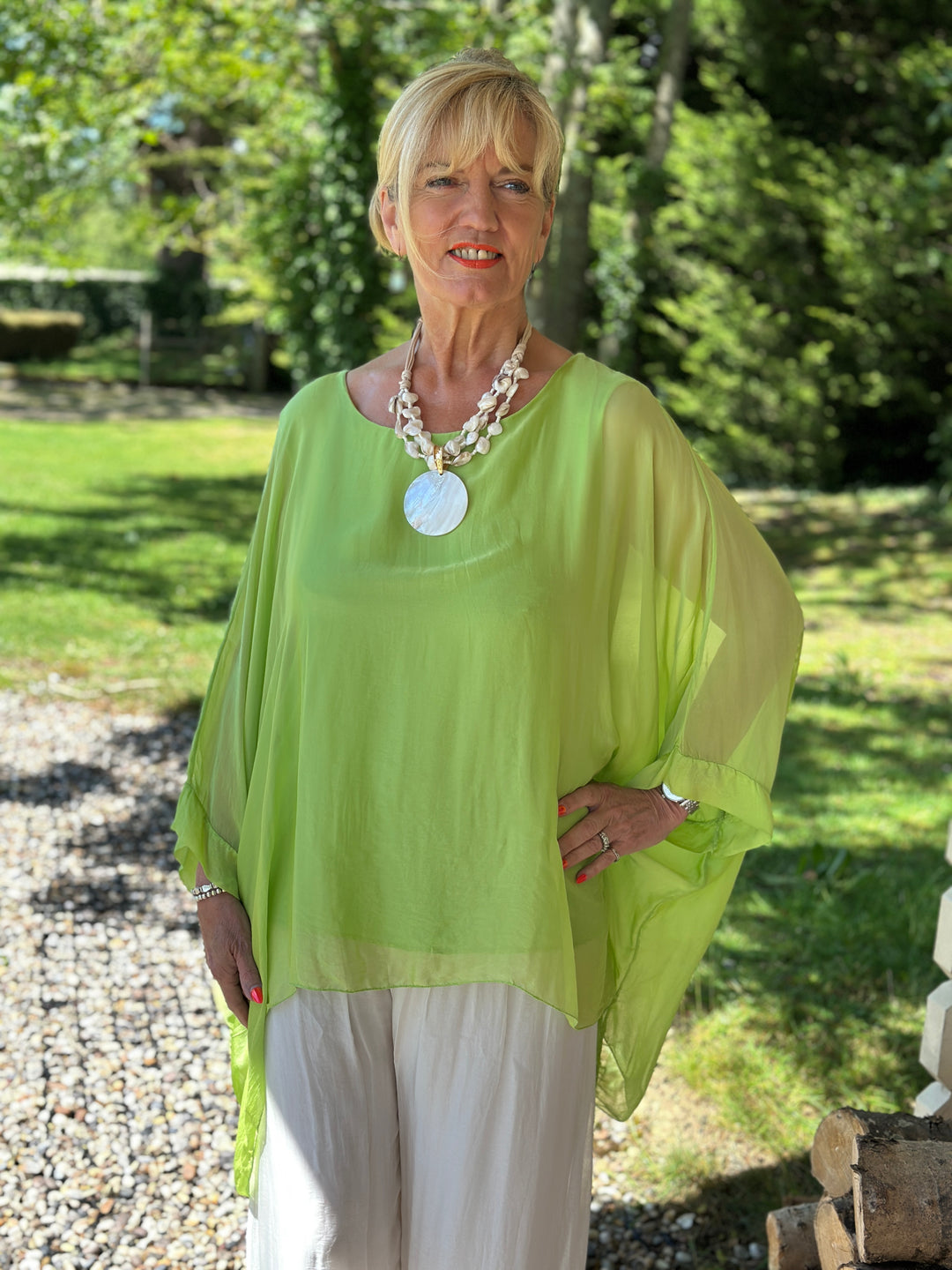 Mia Silk Blouse | Lime