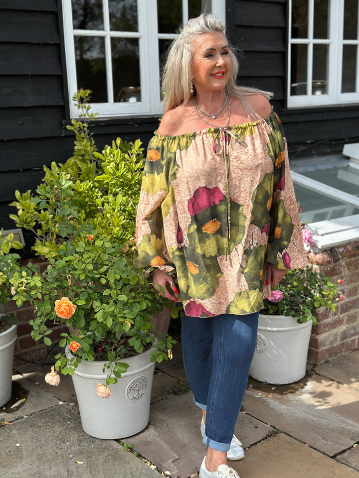 Floral Bardot Top | Green