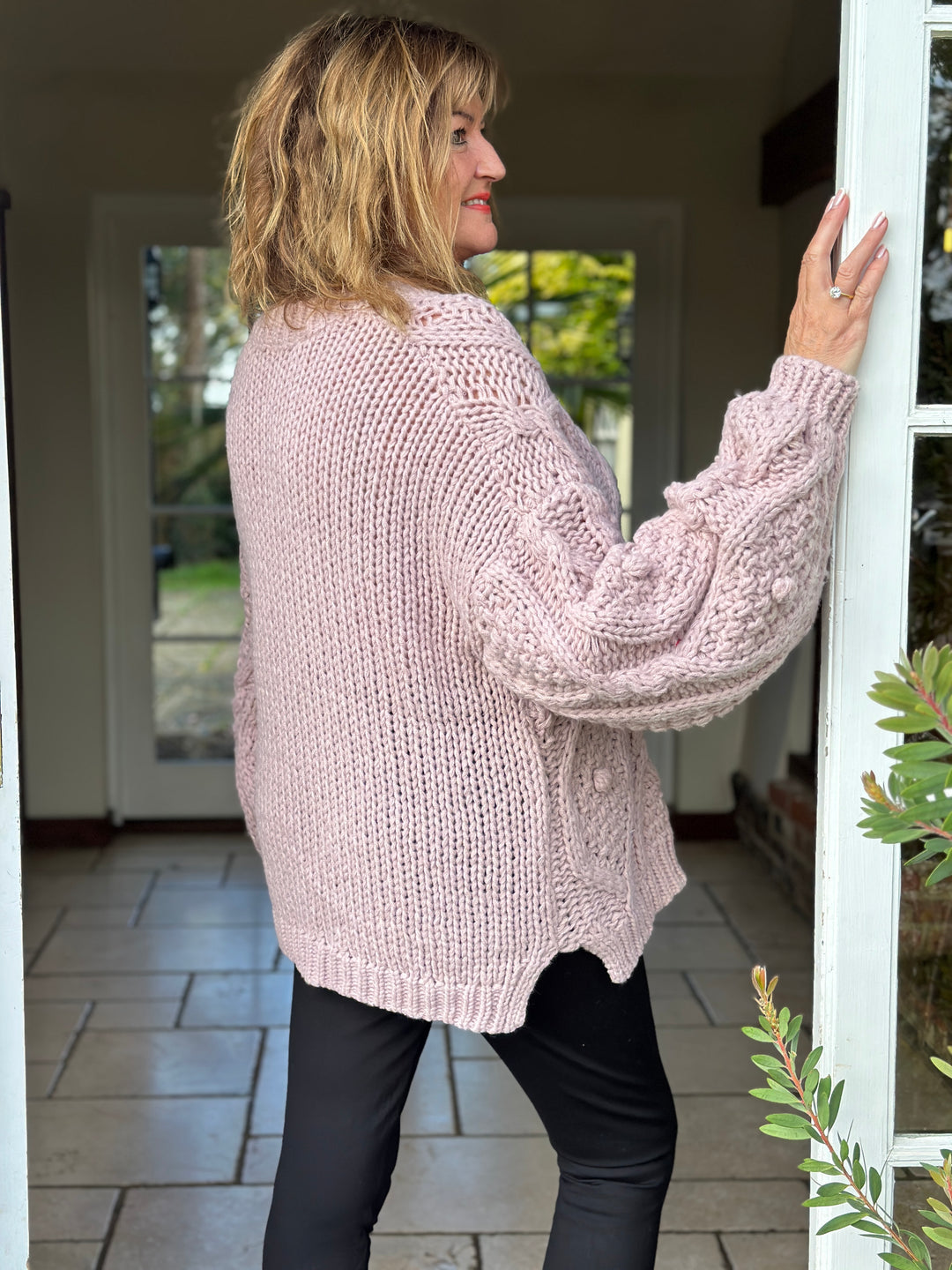 Bobble Cable Chunky Jumper | Blush