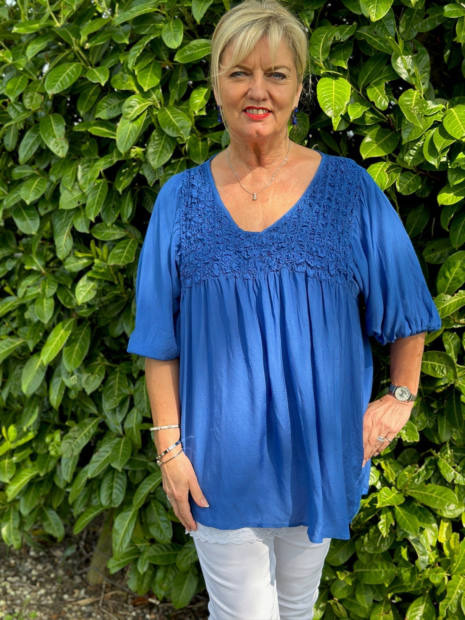 Ruffle Detail V-Neck Blouse – Mandy's Heaven