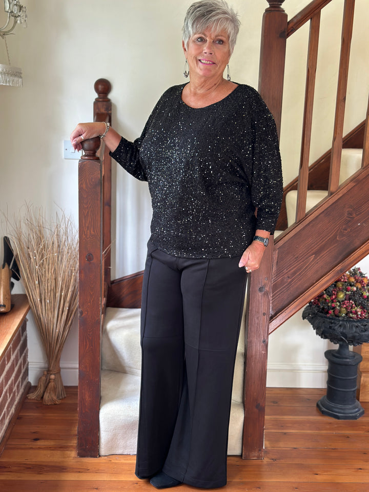 Sequin Batwing Top - Malissa J | Black