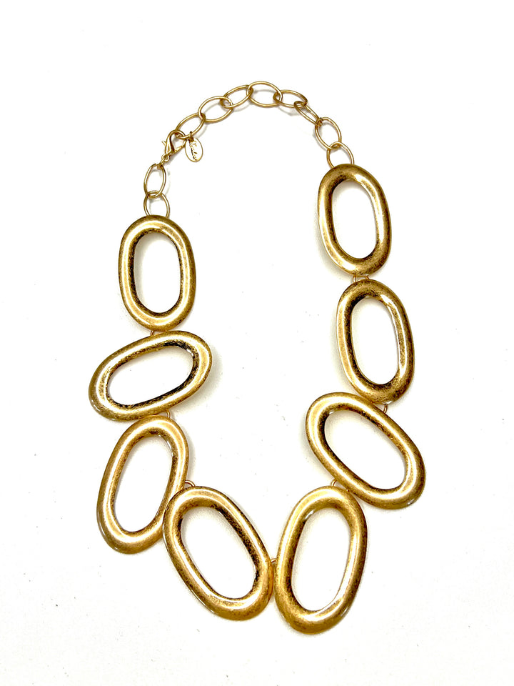 Oval Ringlet Short Necklace | Gold