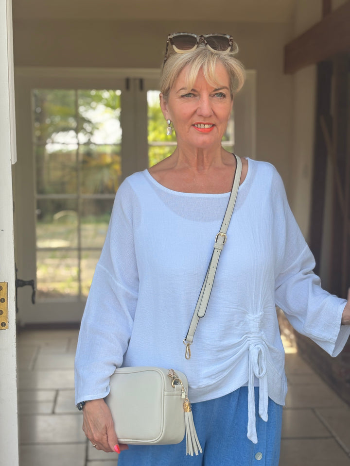 Faux Leather Cross Body Bag | Cream