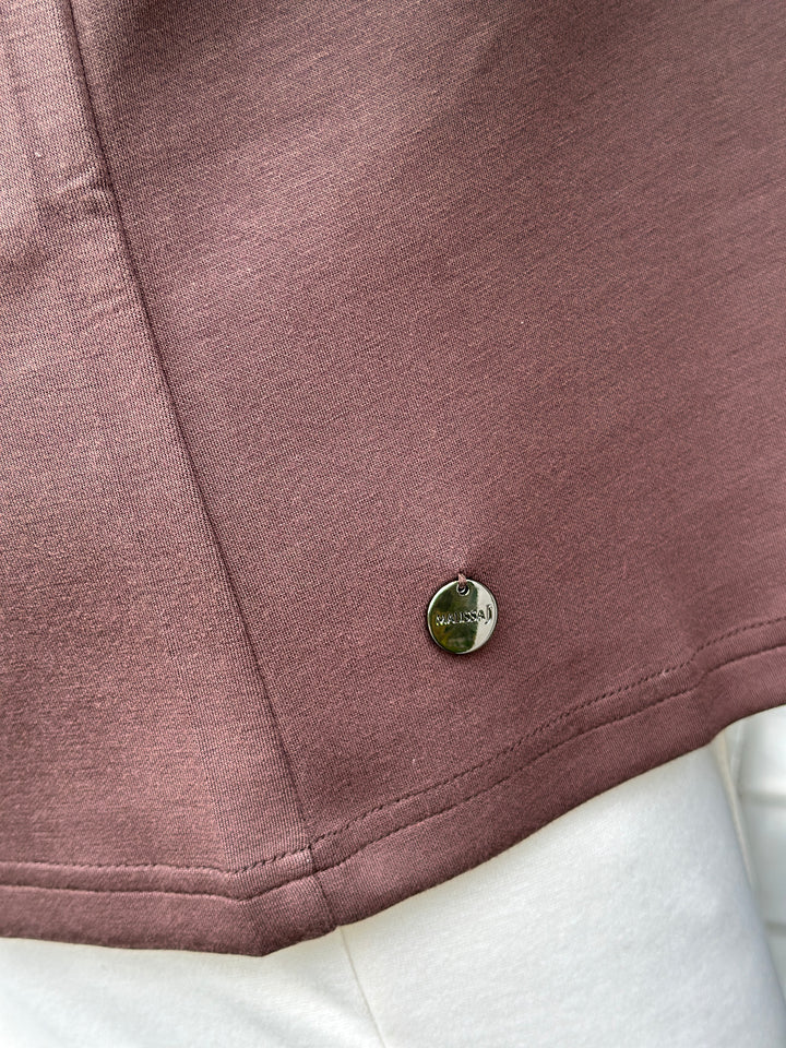 Relaxed V-Neck Long Sleeve Top - Malissa J | Chocolate Brown