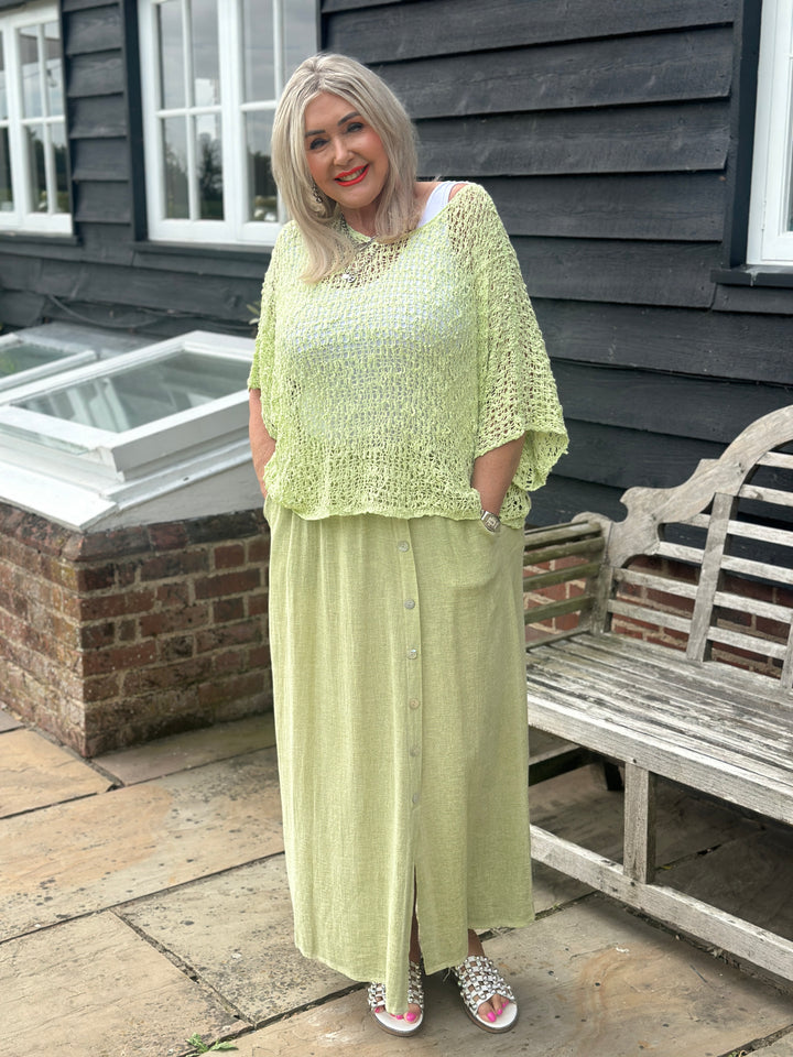 Button Detail Skirt | Lime