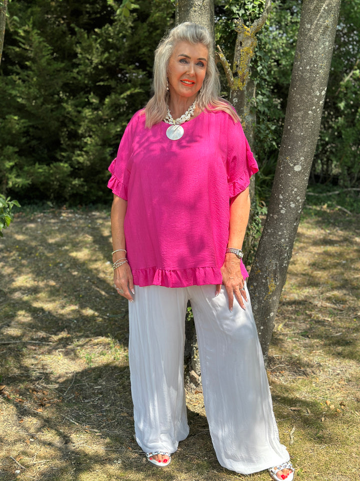 Rosie Ruffle Top | Fuchsia