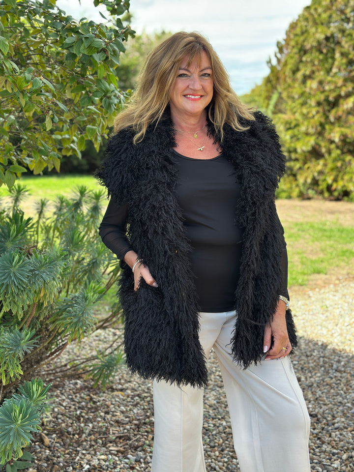 Shaggy Faux Fur Gilet - Malissa J | Black