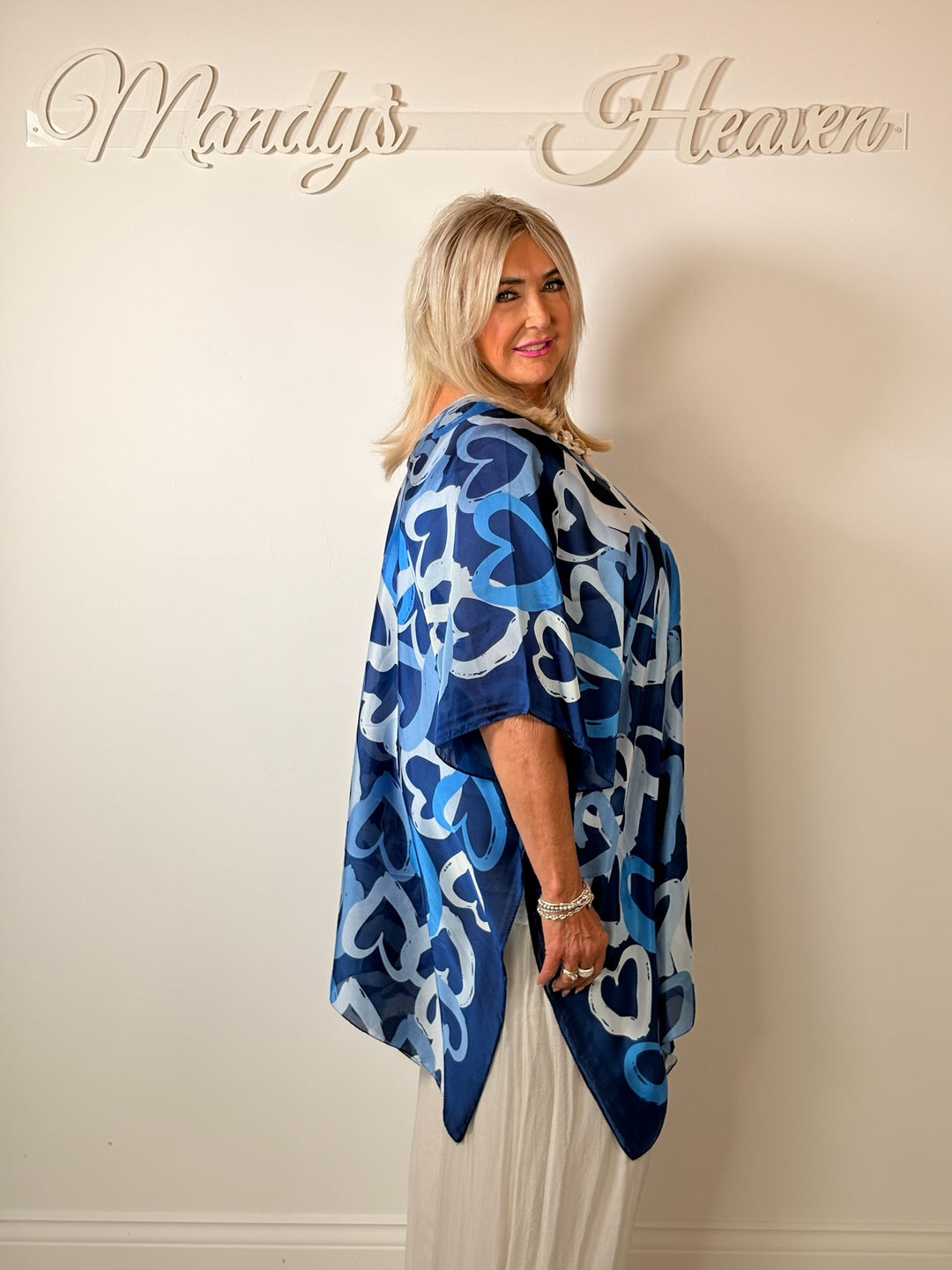 Silk-Blend Love Heart Print Kaftan | Royal Blue