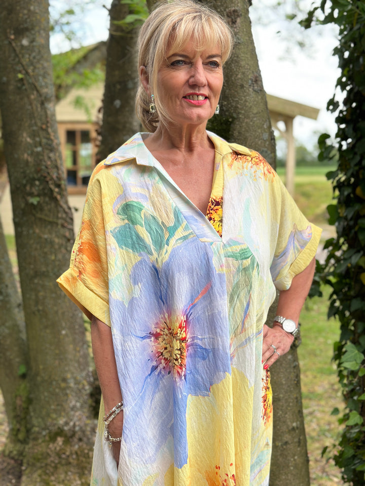 Watercolour Floral Sun Dress | Lemon
