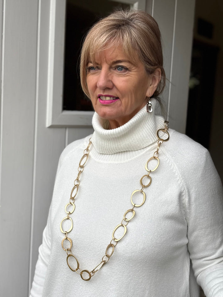 Long Large Rings Chain Necklace Gold