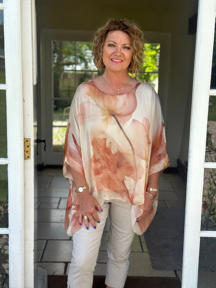 Botanical Mia Silk Blouse | Peach