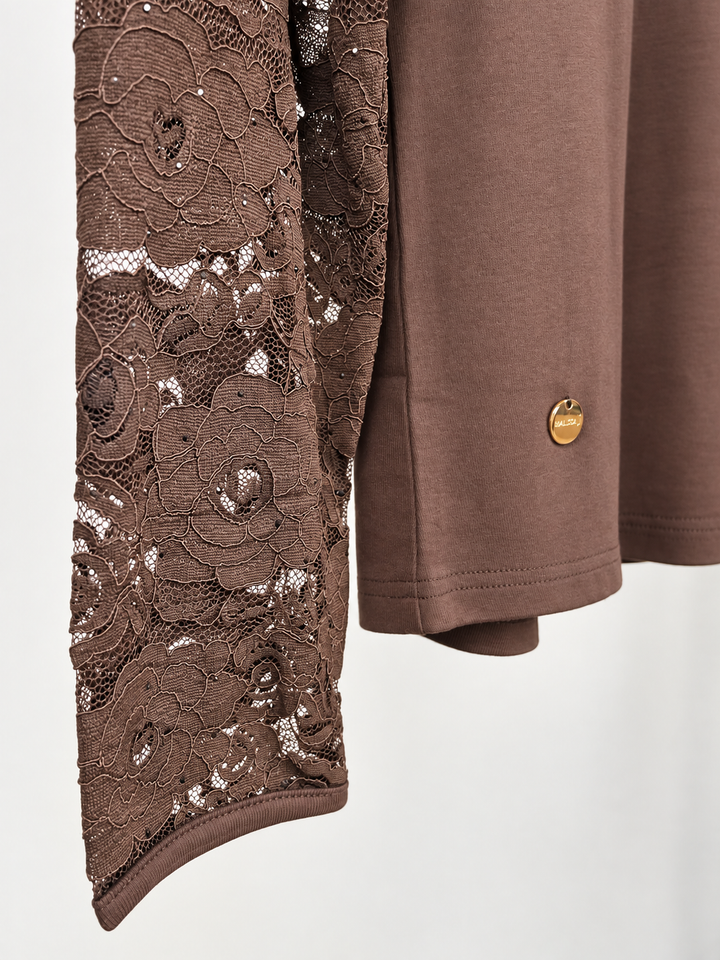 Lace Long Sleeve Top - Malissa J | Chocolate Brown