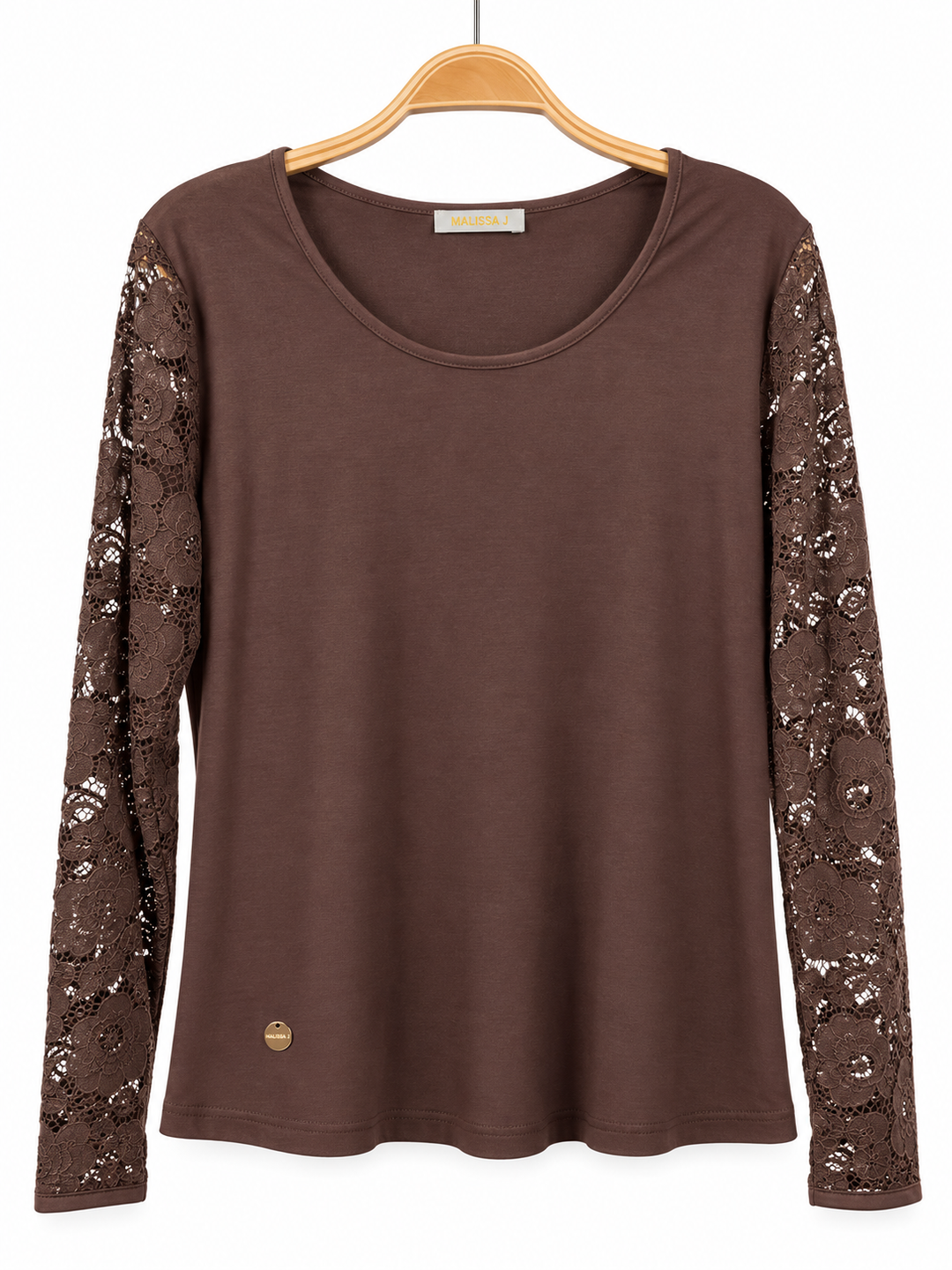 Lace Long Sleeve Top - Malissa J | Chocolate Brown