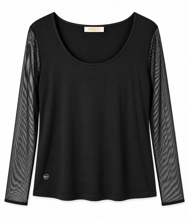 Sheer Long Sleeve Top - Malissa J | Black