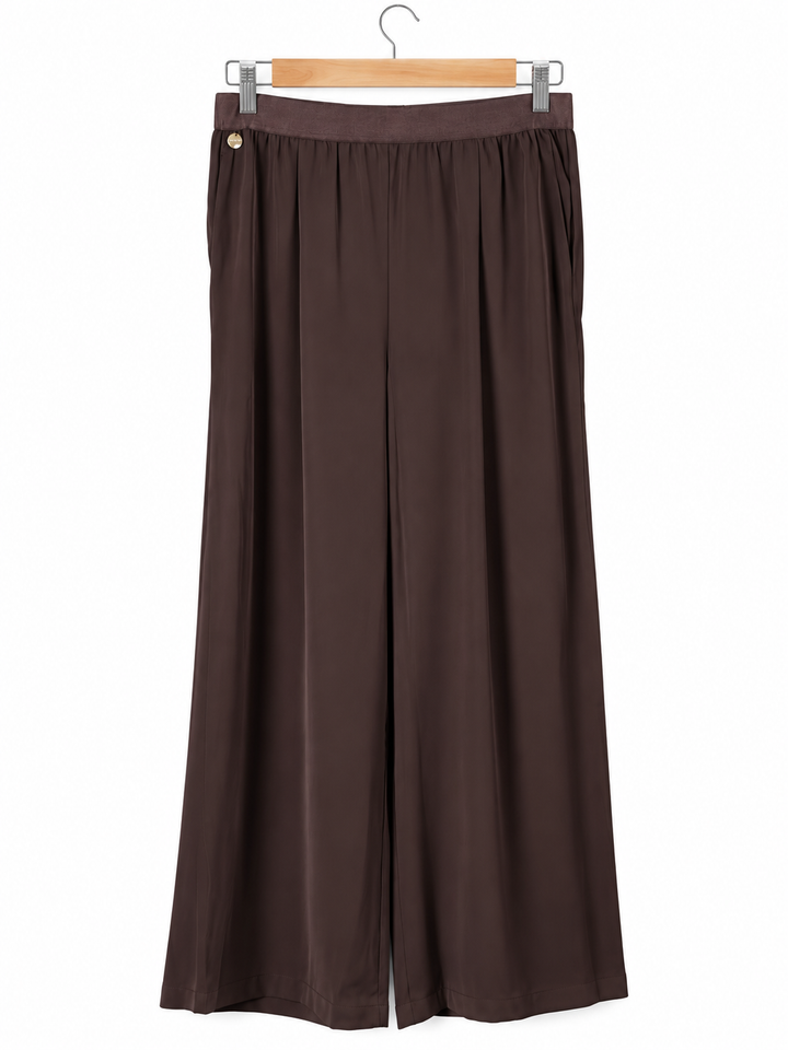 Woven Wide Leg Trouser - Malissa J | Chocolate Brown