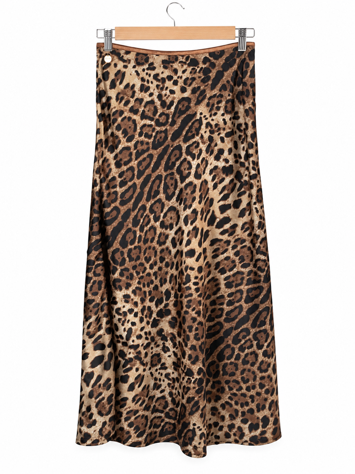 Satin Leopard Print Skirt - Malissa J