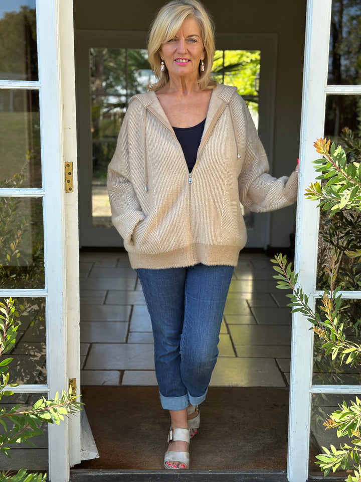 Soft Touch Zip-Through Hoodie | Camel