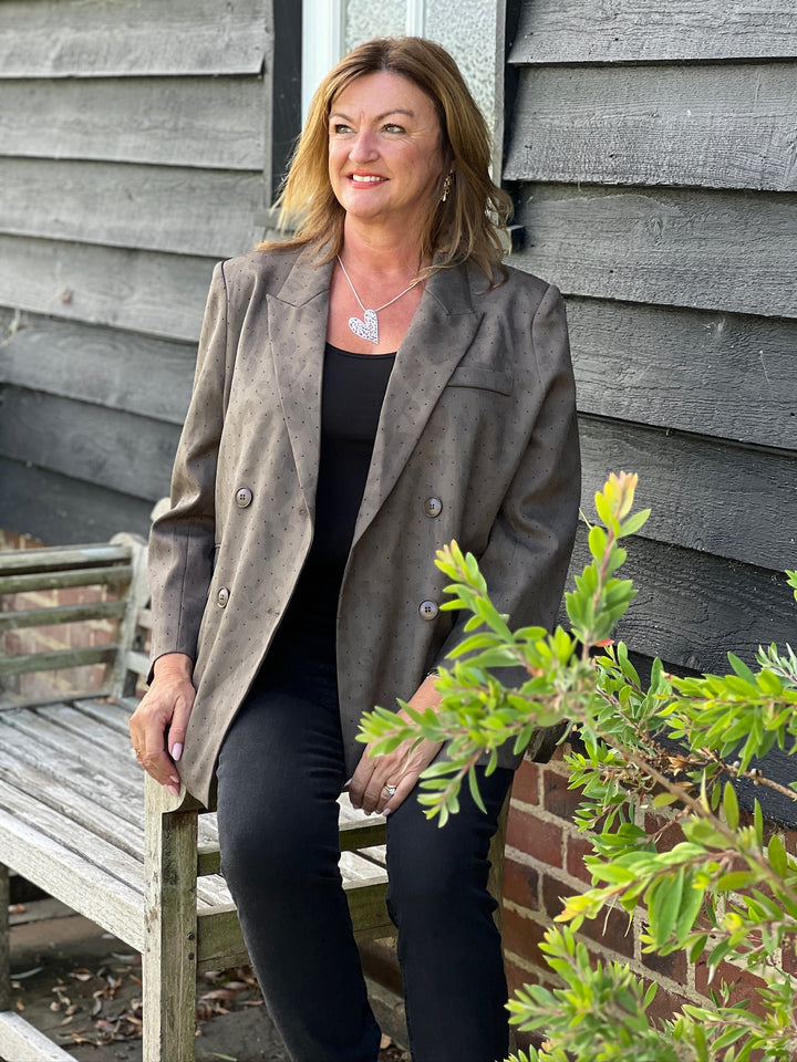 Embellished Leopard Blazer - Malissa J | Stone