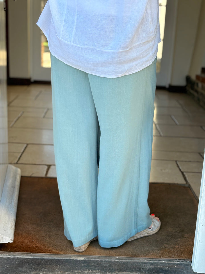 Linen-Blend Trousers | Duck Egg