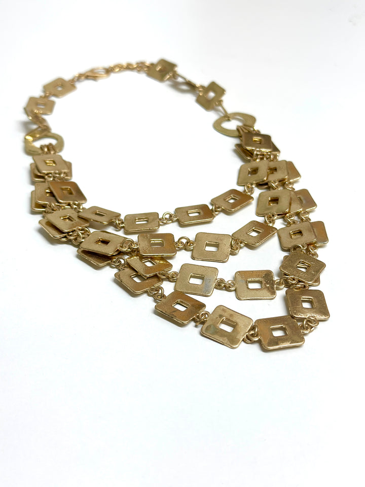 Mini Square Chain Necklace | Gold