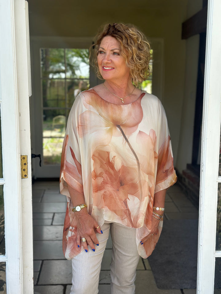 Botanical Mia Silk Blouse | Peach