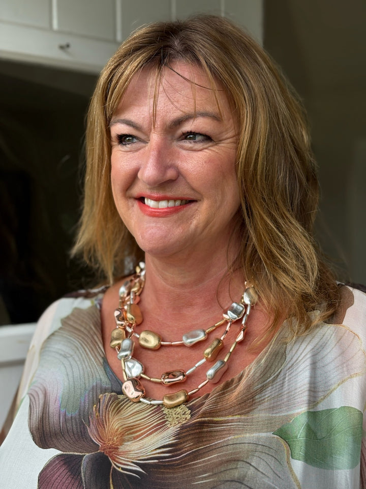 Short Layered Pebble Necklace | Multi