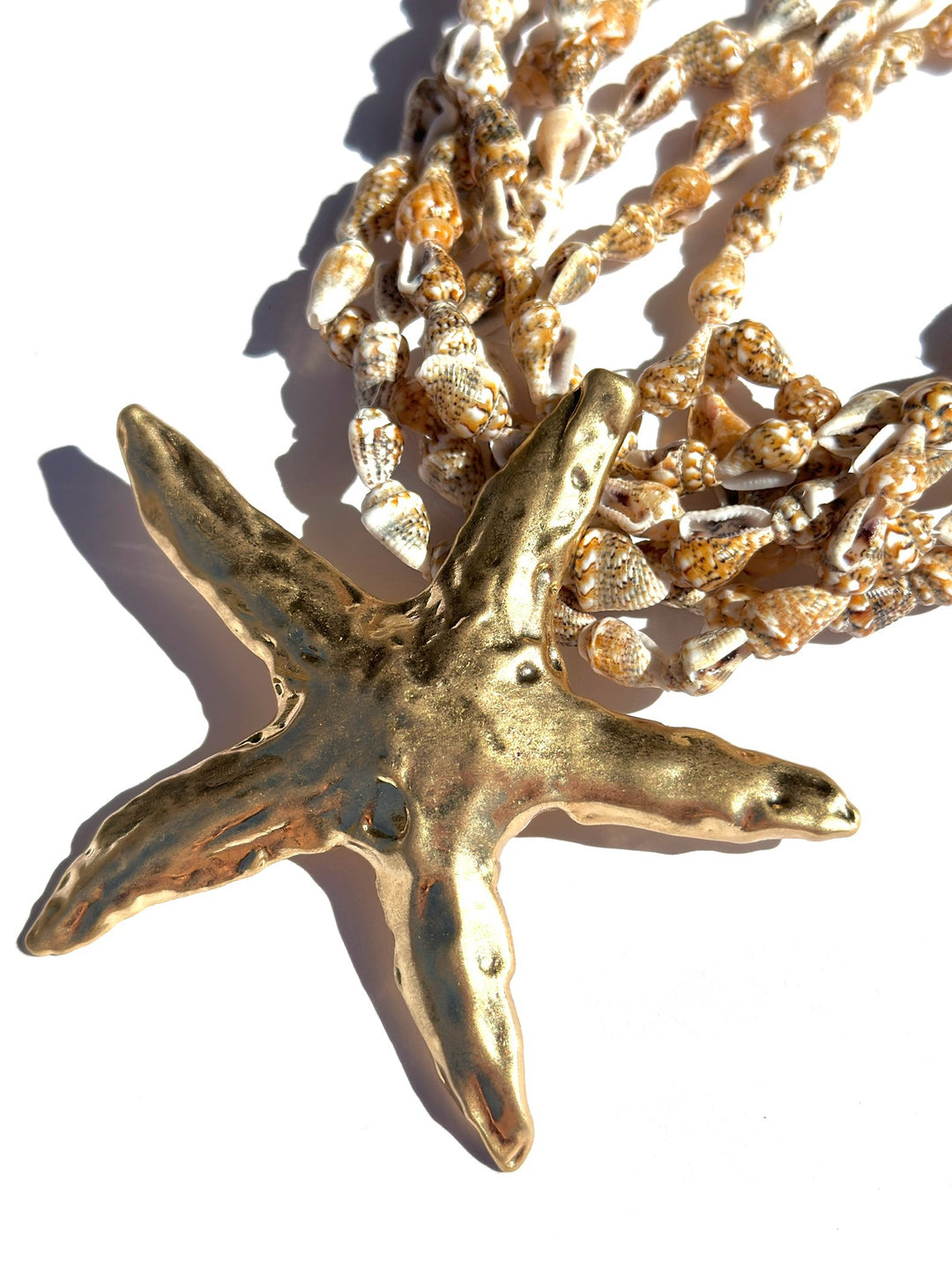 Multi-Strand Small Shell Starfish Pendant Necklace | Natural