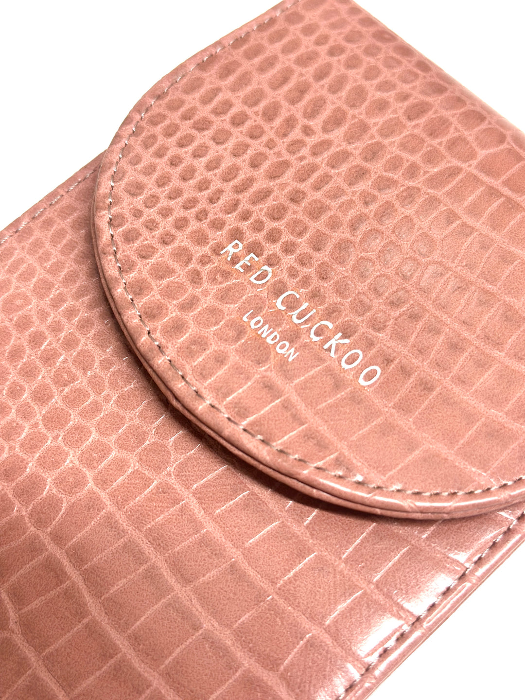 Red Cuckoo London Croc Print Purse Bag | Pink