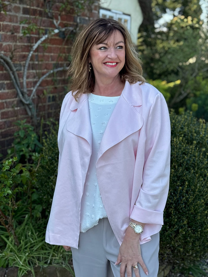 Soft Feel Lightweight Biker Jacket | Rose Pink