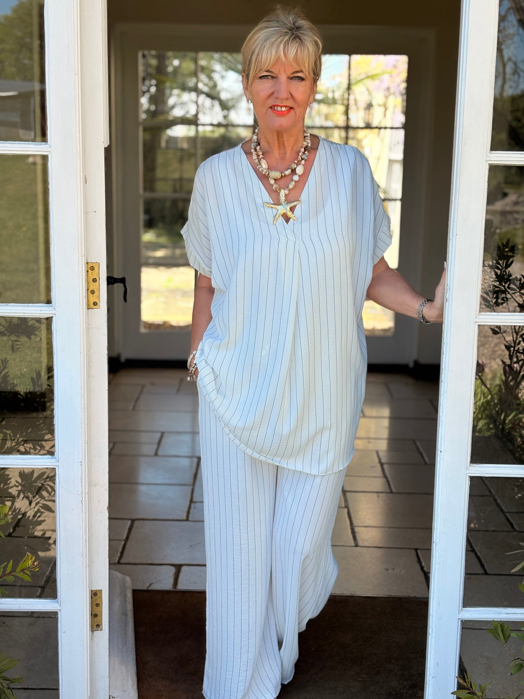 Pin Stripe Co-ord | White