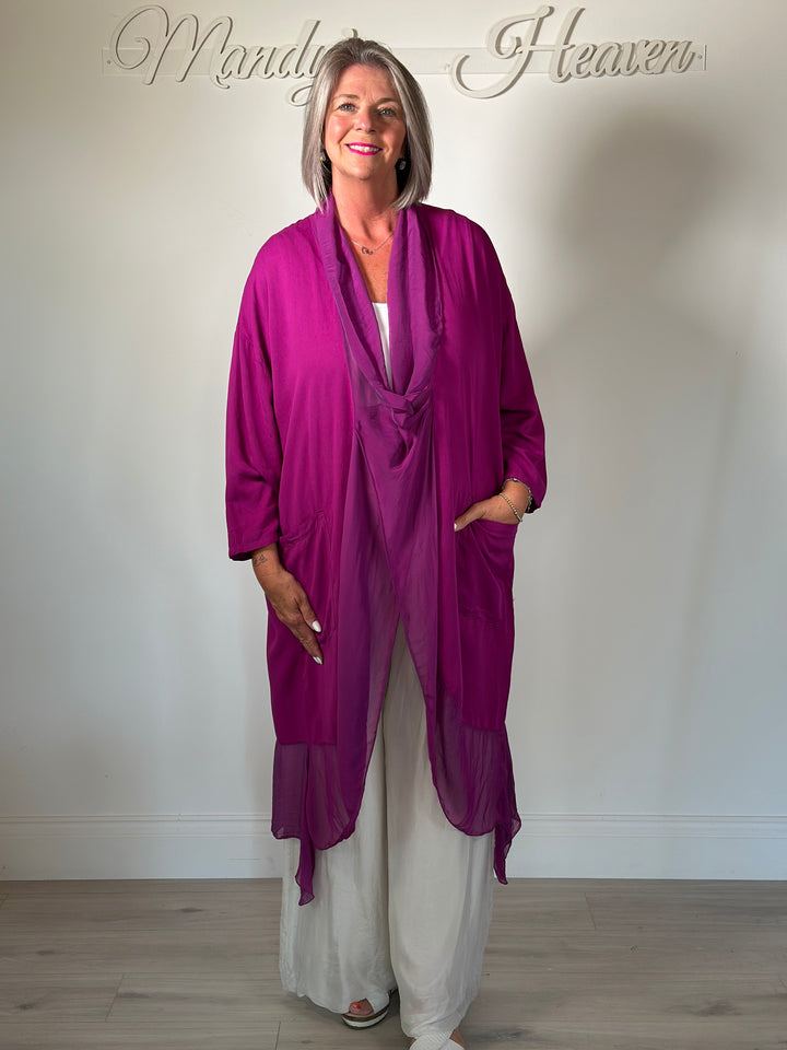 Silk Crossover Tunic | Magenta