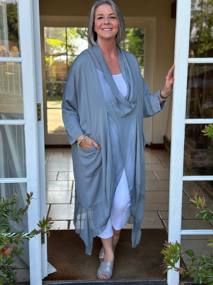 Silk Crossover Tunic | Grey