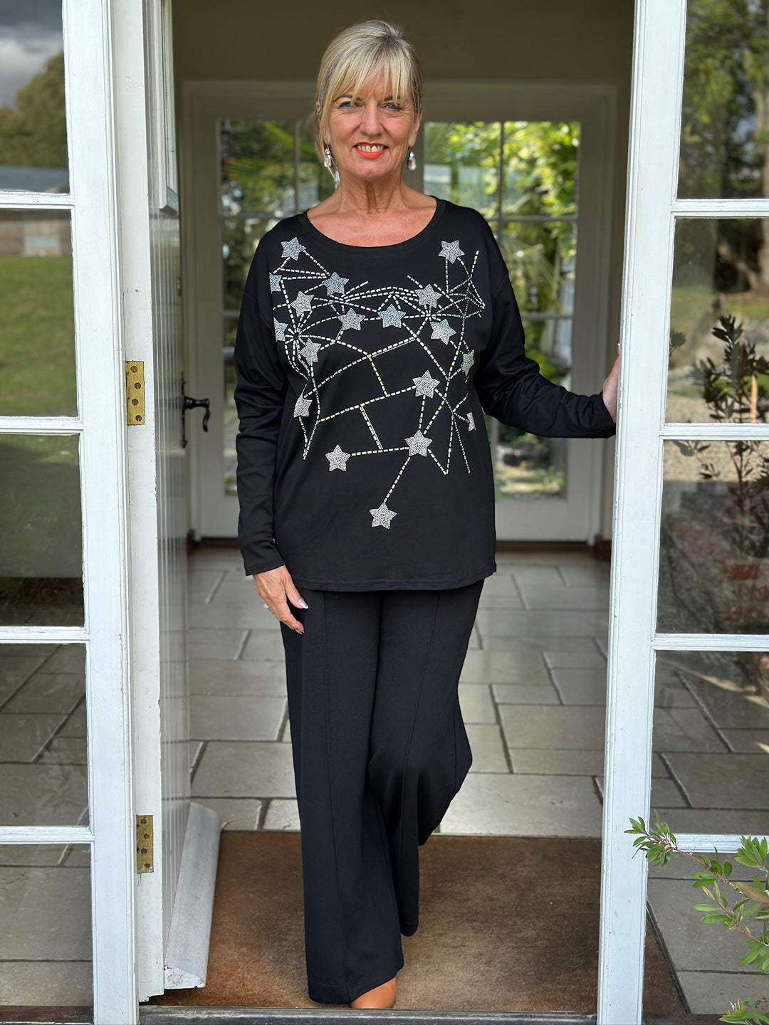 Cotton Shooting Sparkle Star Top - Malissa J | Black