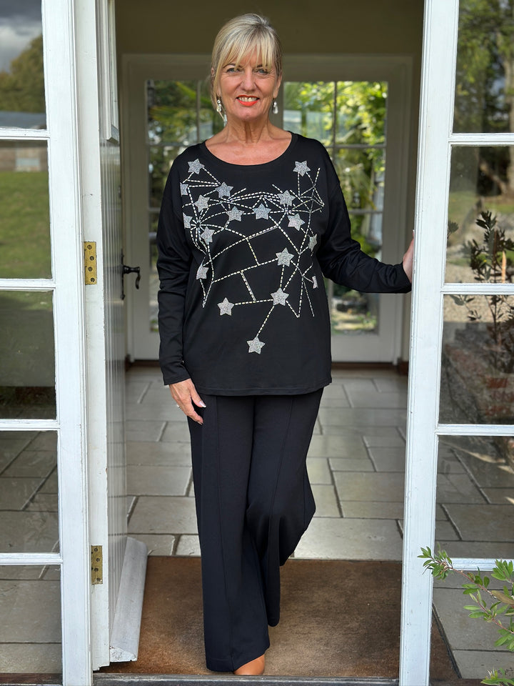 Cotton Shooting Sparkle Star Top - Malissa J | Black