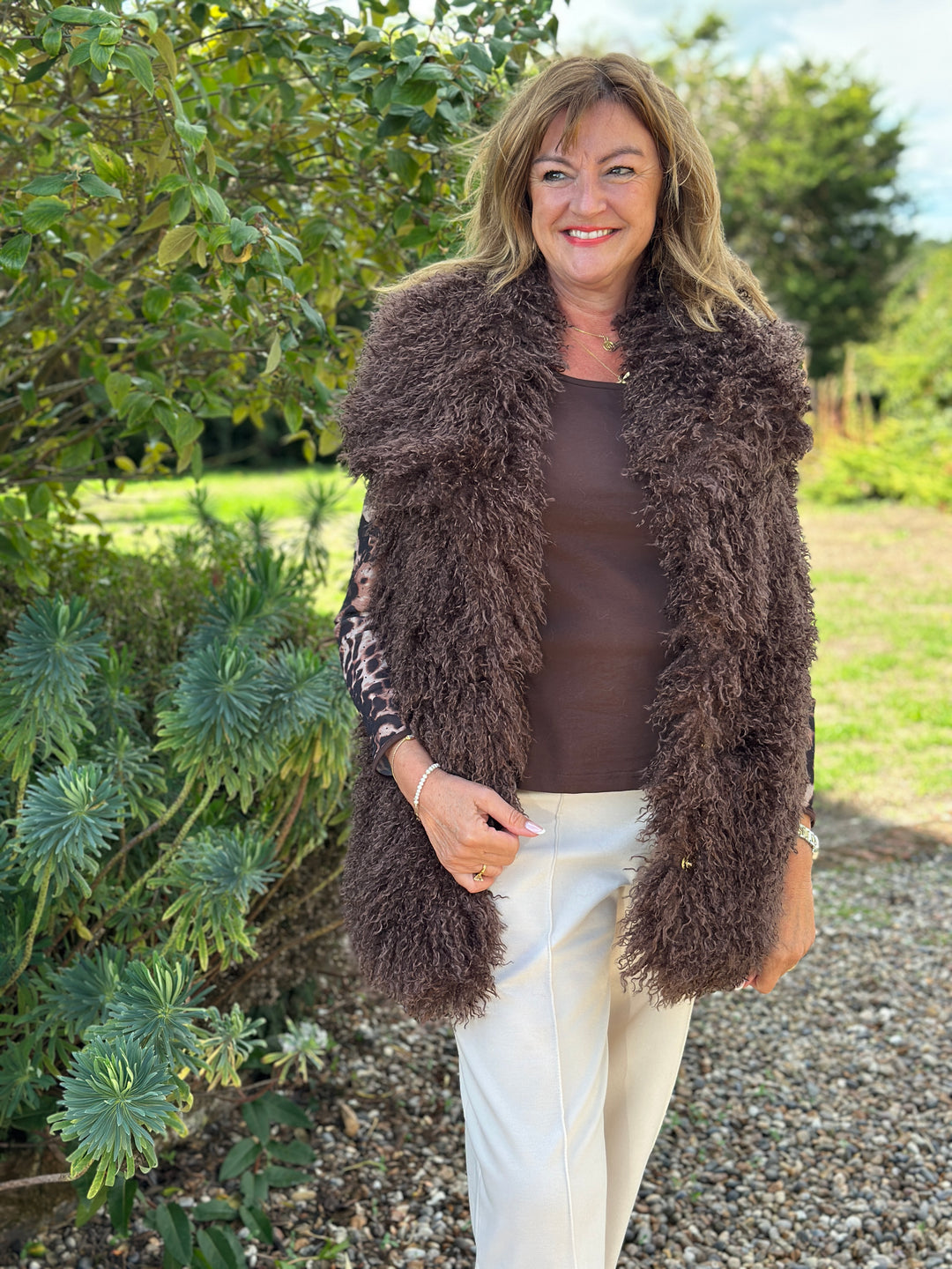 Shaggy Faux Fur Gilet - Malissa J | Chocolate