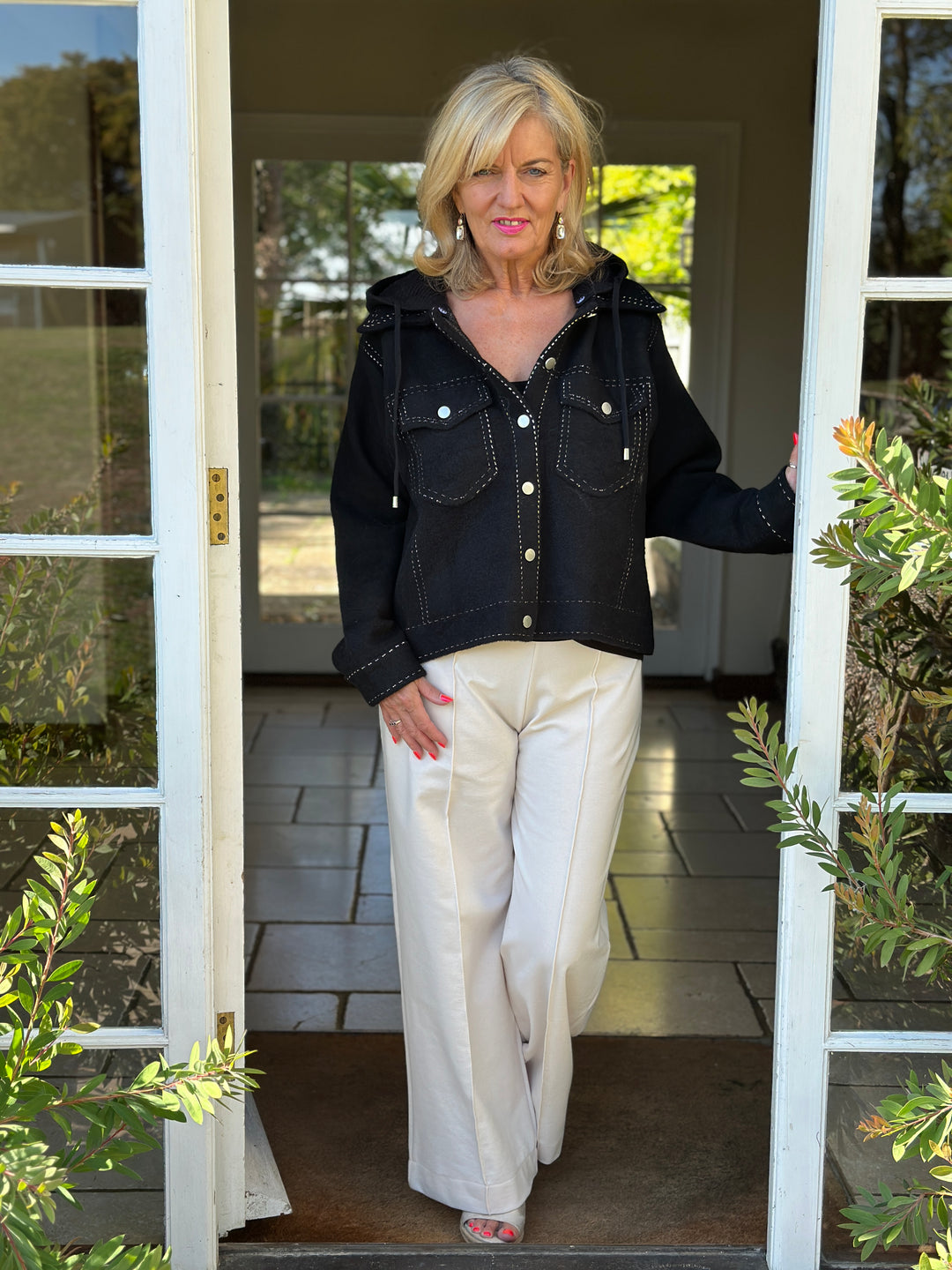 Stitch Detail Hoodie Jacket - Malissa J | Black
