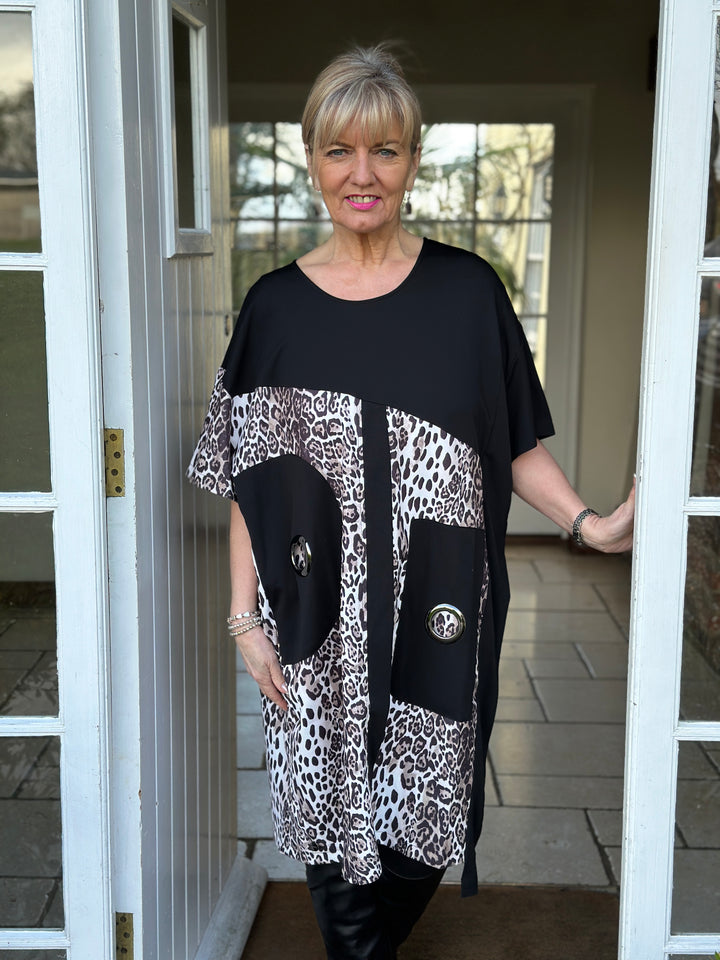 Leopard Mixed Media Jersey Dress | Malissa J - Mandy's Heaven 