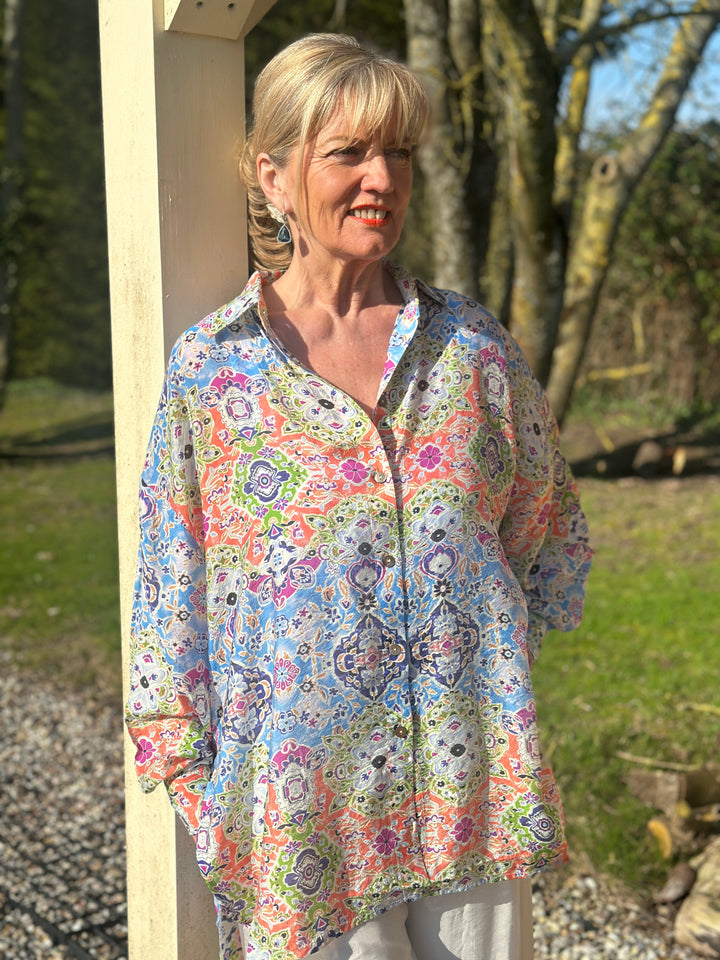 Baroque Print Shirt - Malissa J | Blue