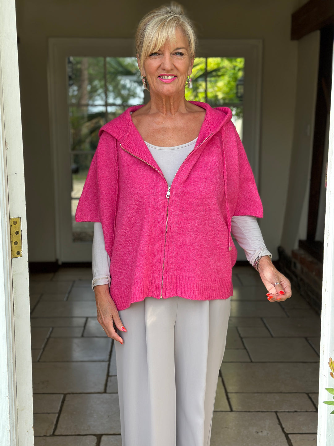 Boxy Knitted Hoodie - Malissa J | Fuchsia