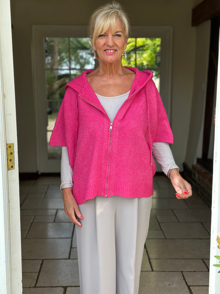 Boxy Knitted Hoodie - Malissa J | Fuchsia