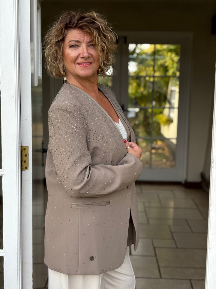 Studded Luxe Blazer - Malissa J | Taupe